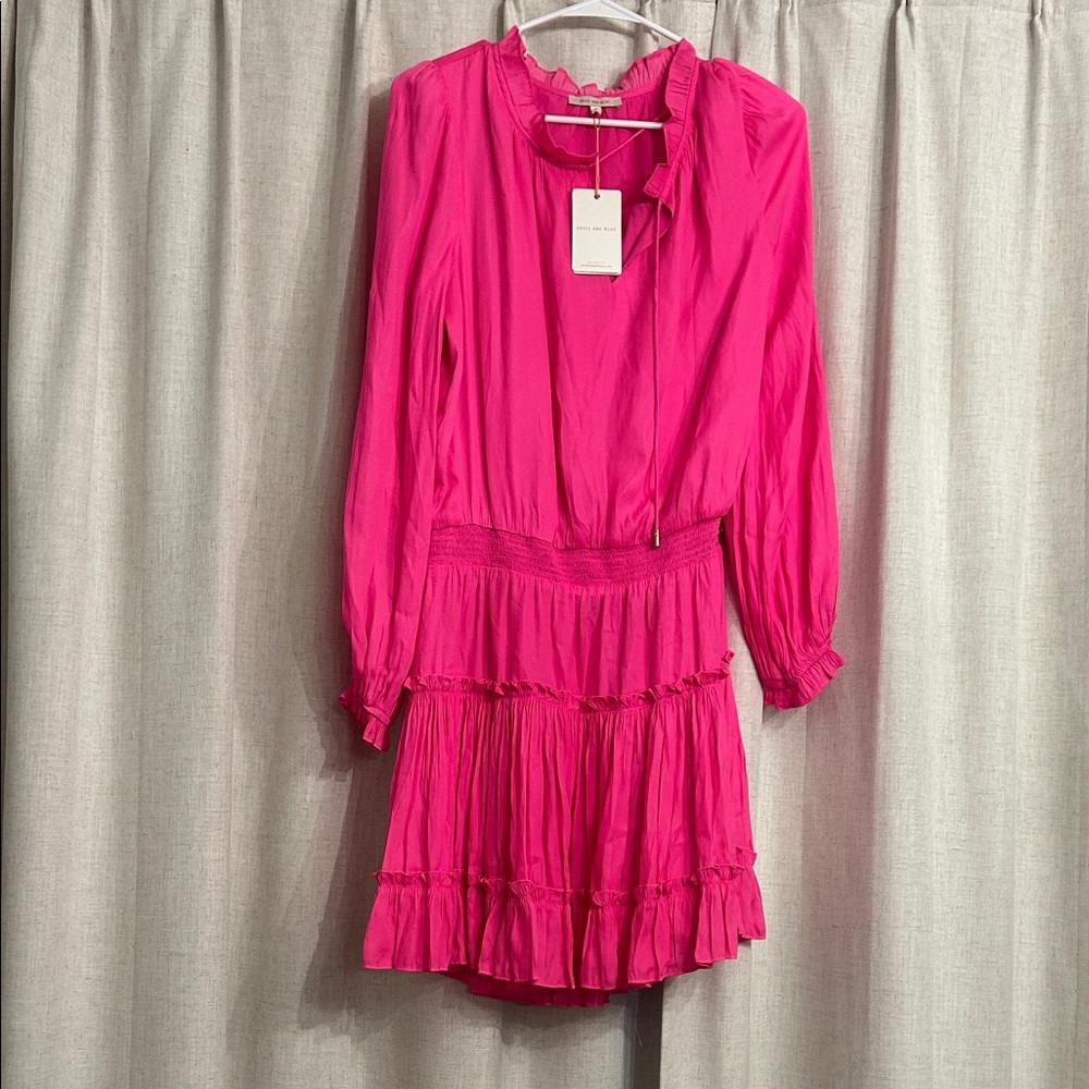 Skies Are Blue Vibrant Pink Long Sleeve Dress